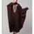 Brown Matt Nida Neck and Sleeve Embroidery with Cuff free Size  Kaftan