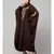 Brown Matt Nida Neck and Sleeve Embroidery with Cuff free Size  Kaftan