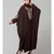 Brown Matt Nida Neck and Sleeve Embroidery with Cuff free Size  Kaftan