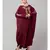 Maroon Matt Nida Neck and Sleeve Embroidery with Cuff free Size  Kaftan
