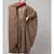 Beige Khaki Matt Nida Neck and Sleeve Embroidery with Cuff free Size  Kaftan