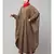 Beige Khaki Matt Nida Neck and Sleeve Embroidery with Cuff free Size  Kaftan