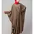 Beige Khaki Matt Nida Neck and Sleeve Embroidery with Cuff free Size  Kaftan