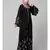 Black Matt Nida Front Open Front & Back sleeve Embroidered  Abaya cum Kaftan