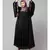 Black Premimum Shine Nida Pleats at chest with extra Georgette bell Sleeve Embroidery Abaya