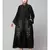 Black Premium Shine Nida Front Open bell Sleeve hand embroidered Front & Back Nida Abaya