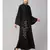 Black Premium Shine Nida Front Open bell Sleeve hand embroidered Front & Back Nida Abaya