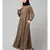 Khaki  Beige Matt Nida Front Open one side Thread embroidery  Casual Abaya