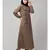 Khaki  Beige Matt Nida Front Open one side Thread embroidery  Casual Abaya