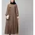 Khaki  Beige Matt Nida Front Open one side Thread embroidery  Casual Abaya