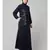 Navy Blue Matt Nida Front Open one side Thread embroidery  Casual Abaya