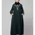 Bottle Green Matt Nida Front and Sleeve Resham Embroidery Balloon Sleeve Abaya