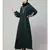 Bottle Green Matt Nida Front and Sleeve Resham Embroidery Balloon Sleeve Abaya