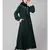 Bottle Green Matt Nida Front and Sleeve Resham Embroidery Balloon Sleeve Abaya