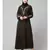 Olive Green Matt Nida Front and Sleeve Resham Embroidery Balloon Sleeve Abaya