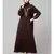 Brown Matt Nida Front and Sleeve Resham Embroidery Balloon Sleeve Abaya