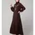 Brown Matt Nida Front and Sleeve Resham Embroidery Balloon Sleeve Abaya