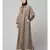 Khaki Matt Nida Front and Sleeve Resham Embroidery Balloon Sleeve Abaya