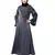 Grey Premium Shine Nida Neck and Sleeve Resham Embroidered  A line Party Abaya