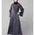 Grey Premium Shine Nida Neck and Sleeve Resham Embroidered  A line Party Abaya
