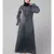 Grey Premium Shine Nida Neck and Sleeve Resham Embroidered  A line Party Abaya