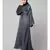 Grey Premium Shine Nida Neck and Sleeve Resham Embroidered  A line Party Abaya