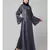 Grey Premium Shine Nida Neck and Sleeve Resham Embroidered  A line Party Abaya