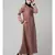 Skin Premium Shine Nida embroidery at front contrast piping Casual Abaya