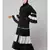 Naneen Black/White Matt Nida and Georgette Contrast pleated at sleeve and Bottom front open Abaya