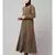 Khaki/Beige Matt Nida Pleats at front and sleeve Front open Casual Abaya