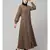 Khaki/Beige Matt Nida Pleats at front and sleeve Front open Casual Abaya