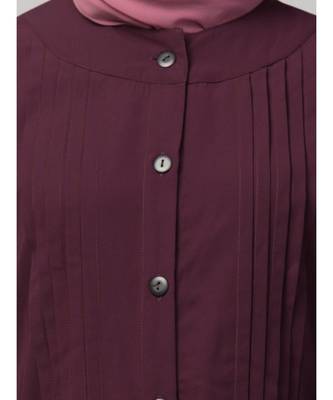 Wine Matt Nida Pleats at front and sleeve Front open Casual Abaya 5