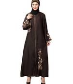 Brown Premium Shine Nida Front Open mbroidered Nida Abaya