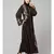 Brown Premium Shine Nida Front Open mbroidered Nida Abaya