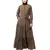 Khaki Matt Nida Front open gather and frill with belt Casual Abaya