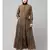 Khaki Matt Nida Front open gather and frill with belt Casual Abaya