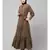 Khaki Matt Nida Front open gather and frill with belt Casual Abaya