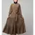 Khaki Matt Nida Front open gather and frill with belt Casual Abaya
