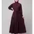 Wine Matt Nida Front open gather and frill with belt Casual Abaya