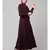Wine Matt Nida Front open gather and frill with belt Casual Abaya