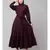 Wine Matt Nida Front open gather and frill with belt Casual Abaya