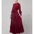 Maroon Matt Nida Front open gather and frill with belt Casual Abaya