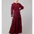 Maroon Matt Nida Front open gather and frill with belt Casual Abaya