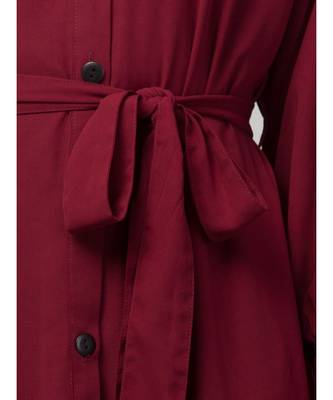 Maroon Matt Nida Front open gather and frill with belt Casual Abaya 5