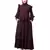 Wine Matt Nida Frill at waist shoulder double sleeve flare casual Abaya
