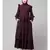 Wine Matt Nida Frill at waist shoulder double sleeve flare casual Abaya