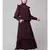 Wine Matt Nida Frill at waist shoulder double sleeve flare casual Abaya