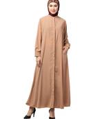 Beige Skin Matt Nida Front open Hidden Placket Daily wear casual Abaya
