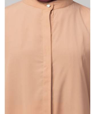 Beige Skin Matt Nida Front open Hidden Placket Daily wear casual Abaya 5