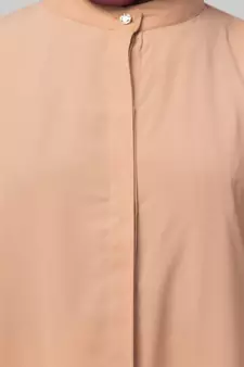 Beige Skin Matt Nida Front open Hidden Placket Daily wear casual Abaya